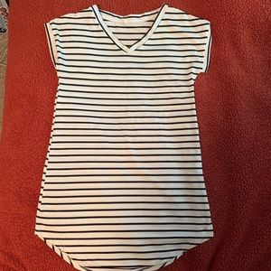 Black and White Stripped Curved Hem Dress